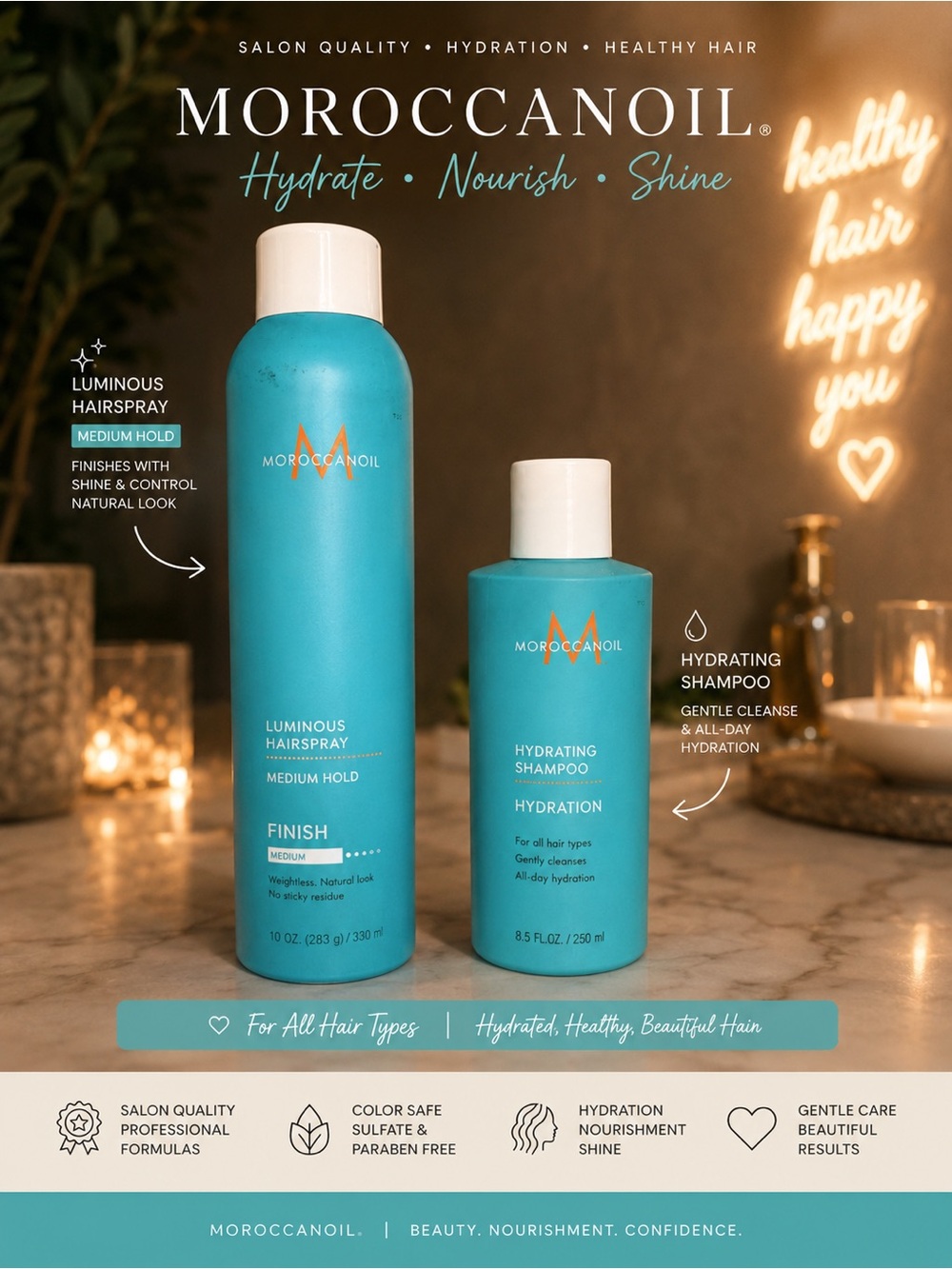 Moroccanoil Hydrating Shampoo & Luminous Hairspray Duo
